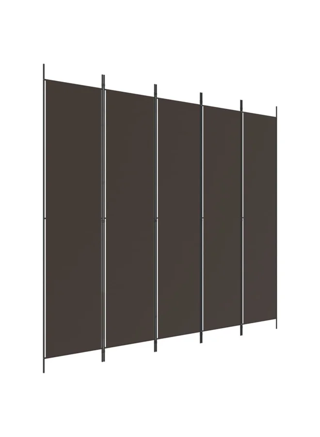 VidaXL 5-Panel Room Divider Privacy Screen Foldable Partition (Brown, 250x220 cm) hasaw