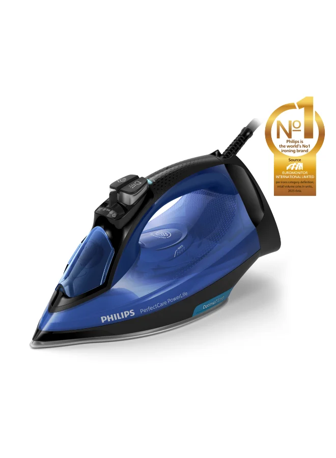 Professional Steam Iron High-Performance Garment Steamer with 2500W Power and 300mL Water Tank (Blue, 300 mL) exa93