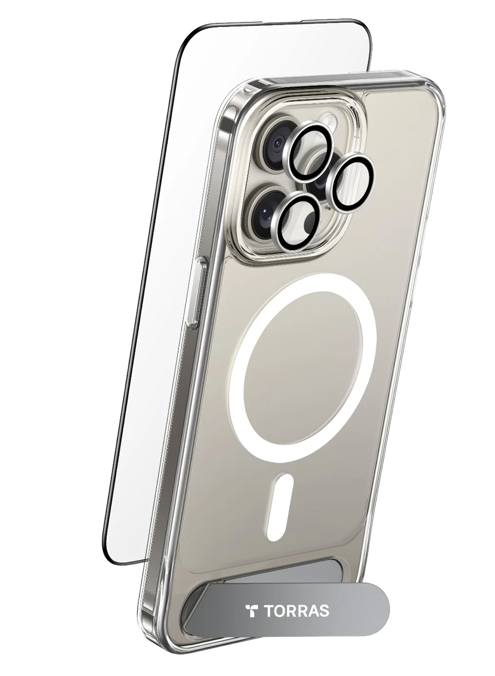 Premium Protective Phone Case Bundle with Magnetic Stand, Camera Lens Guard, and Screen Protector for Smartphone (Clear) xjuej