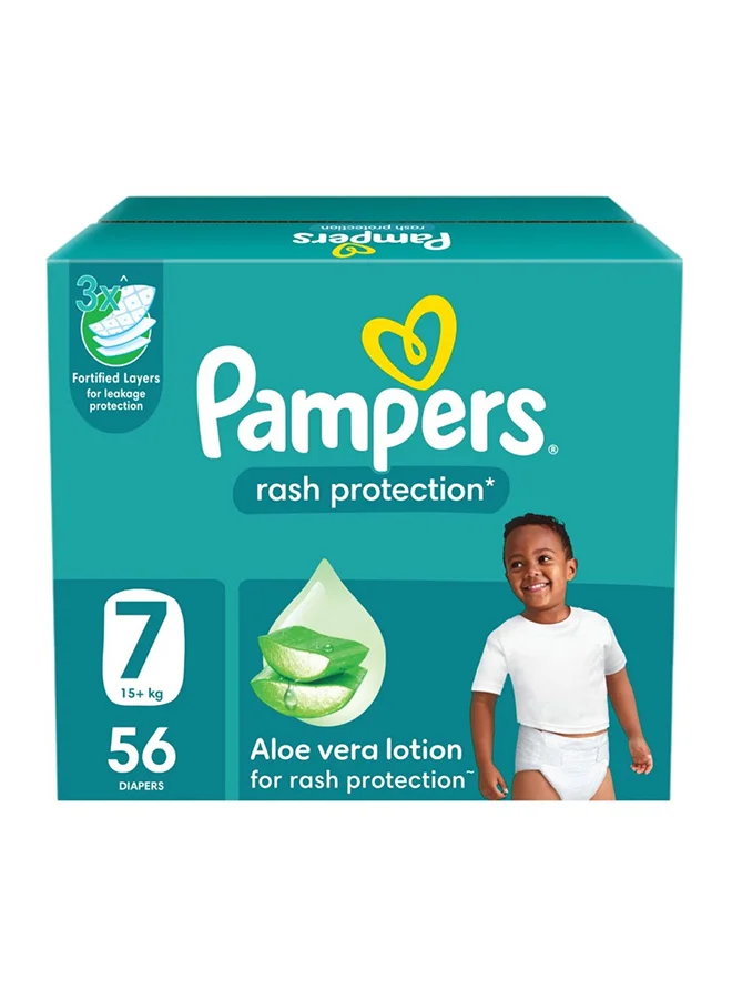Premium Baby Diapers with Aloe Vera Lotion and Leakage Protection (Size 7, 15+ kg, 56 Count) qvljm