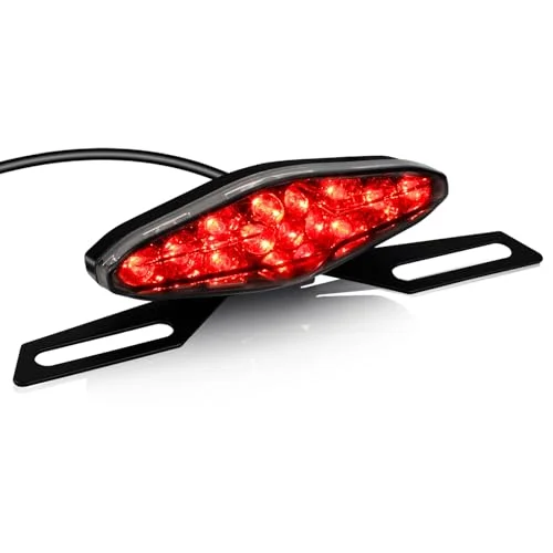 NTHREEAUTO Universal LED Motorcycle Tail Light with License Plate Bracket for ATV Dirt Bike Cruiser (Black, 1 Piece) kkcn2