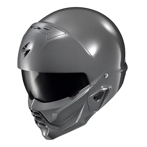 Premium Open Face Motorcycle Helmet Modular Design with Interchangeable Mouth Cover and Bluetooth Ready Speaker Pockets (Cement Grey, 3XLarge) 1vmd2