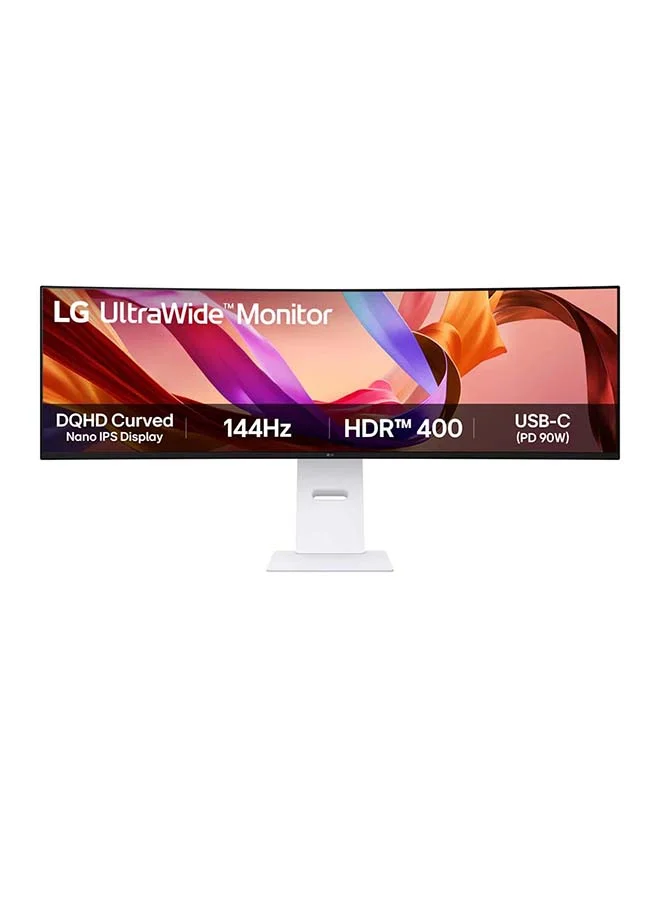 Ultra-HD 49-inch Curved UltraWide Dual QHD Nano IPS Monitor 144Hz 1ms with USB-C (90W) and KVM Switch (White, 49-inch) 1j34r