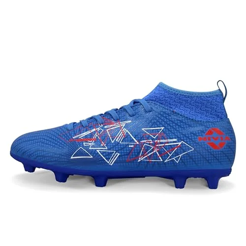 Professional Football Studs Synthetic Leather Upper with TPU Sole for Men (Mid Blue, UK 10) r9ueq