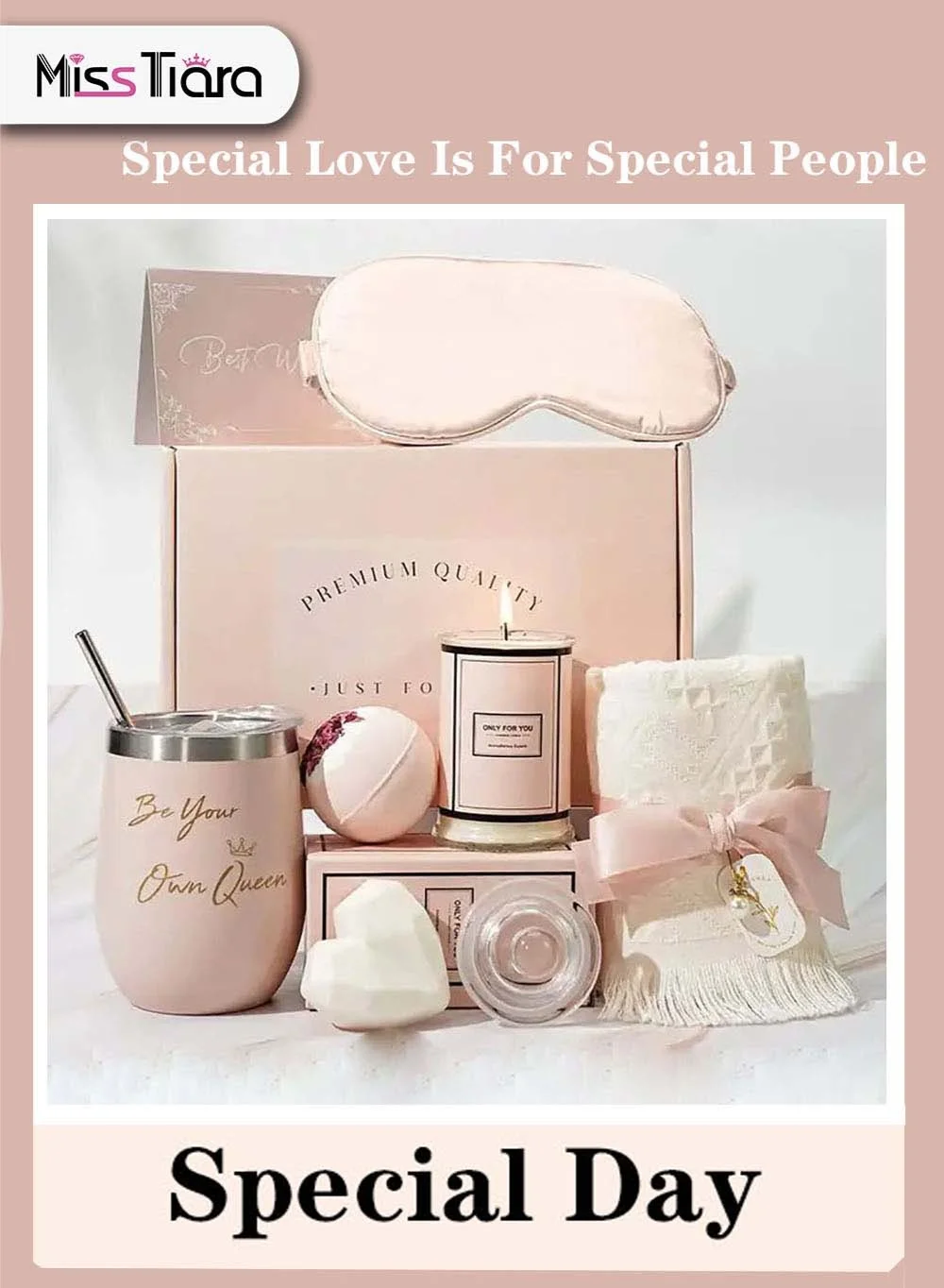 MissTiara Relaxing Spa Gift Basket Set for Women Premium Self-Care Collection (1 Set) piaoo