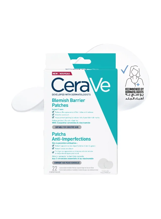 Blemish Barrier Patches with Ceramides and Niacinamide for Clearer Looking Skin (22 Patches) hced4