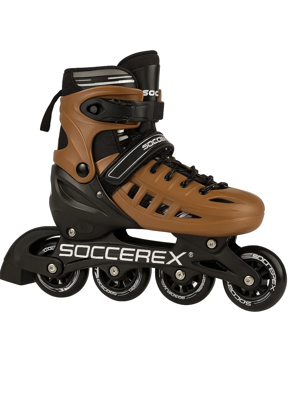 Soccerex Adjustable Inline & Roller Skates Set Premium Multi-Purpose Skating Gear for Kids and Adults (Adjustable Size) tddq3