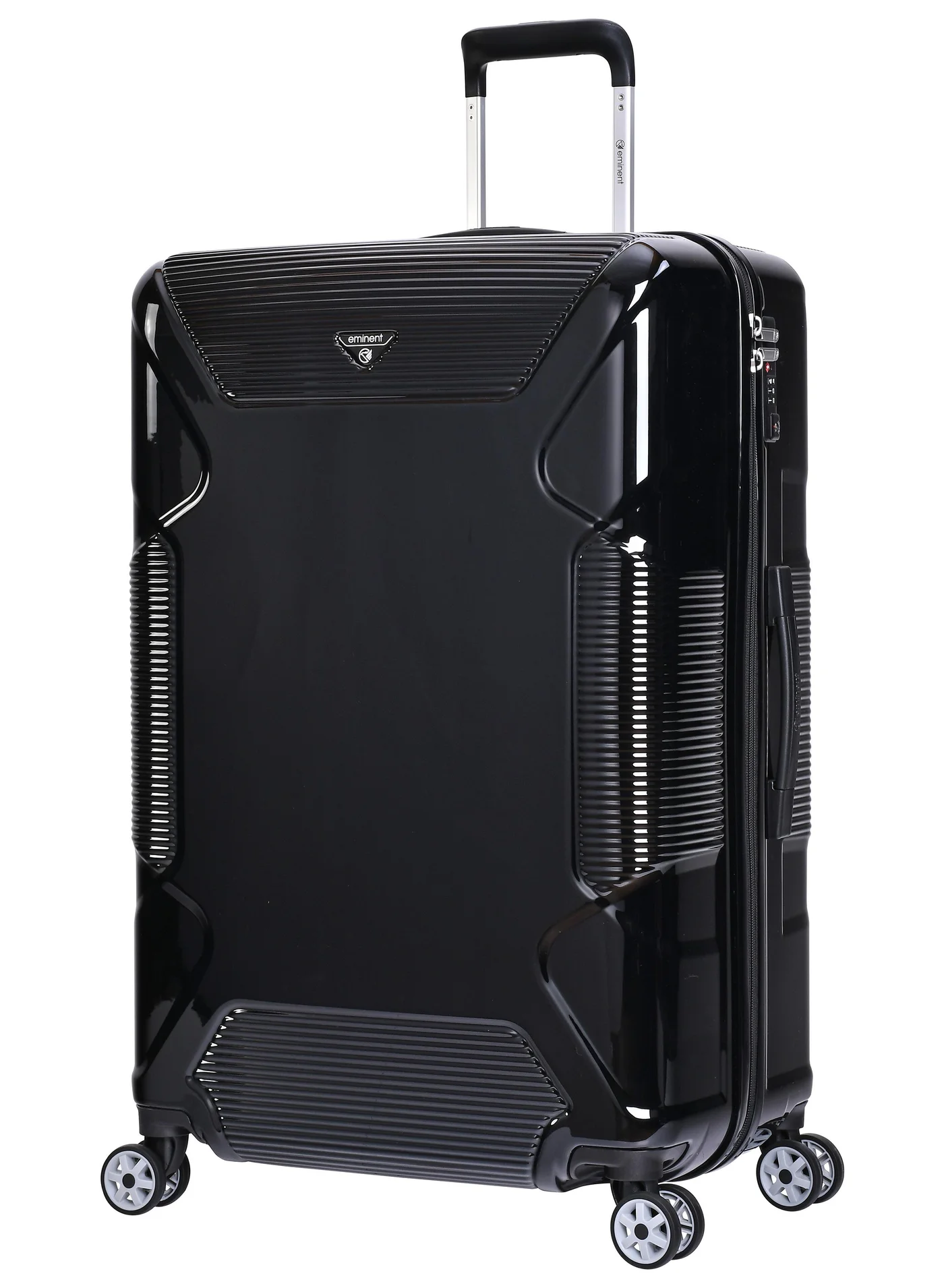 Eminent Premium Polycarbonate Hard Shell Travel Trolley Suitcase (Large, Black) with TSA Lock and 360-Degree Spinner Wheels 9jm7h
