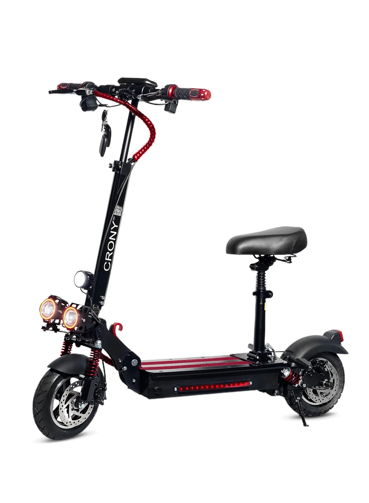 Crony V10 Electric Scooter 1200W Motor with Seat (10-inch Off-Road Tires, Foldable Aluminum Frame, 48V 12AH Battery) for Adults xip2s