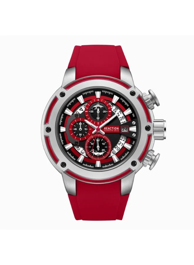Premium Men's Chronograph Watch with Red Dial and Silicone Strap (56.2mm) kp60s