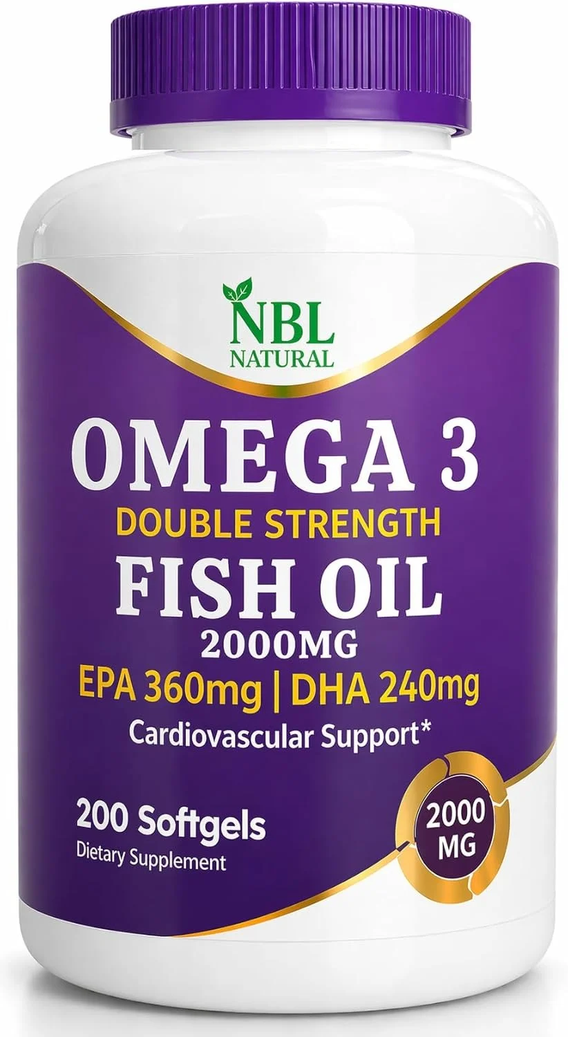 NBL Natural Omega 3 Fish Oil Premium Cardiovascular Support (2000 mg, 200 Softgels) 9bvcl