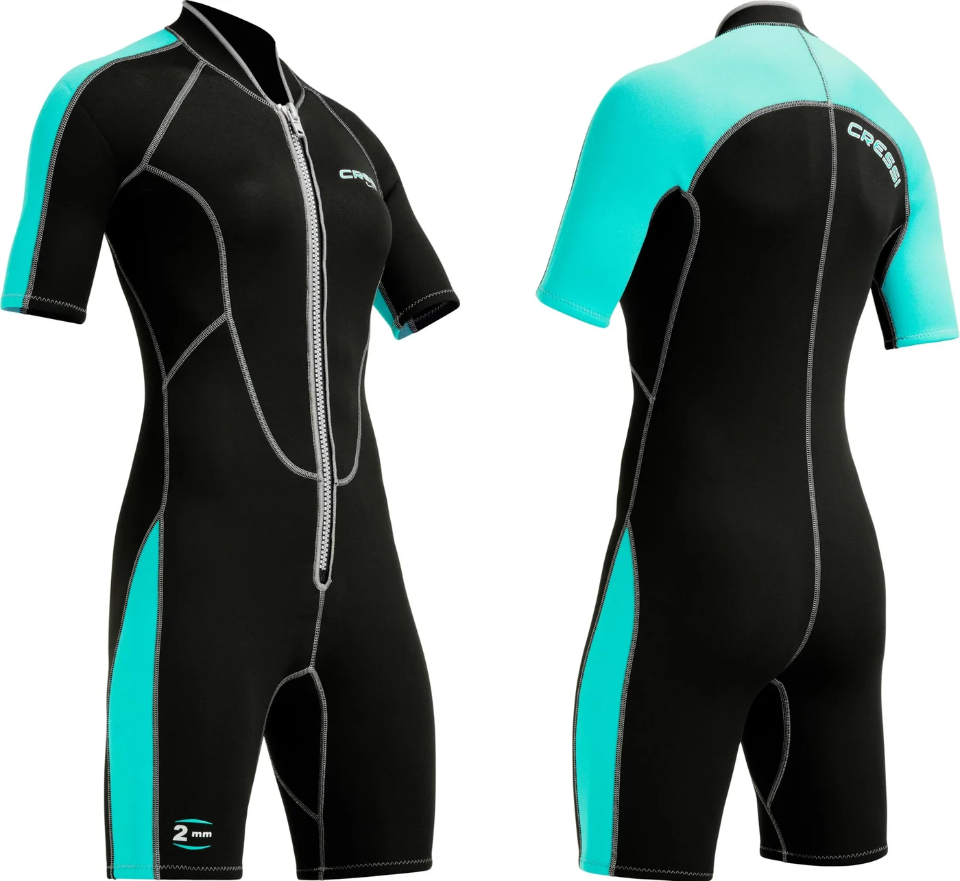 Premium Short Sleeve Wetsuit for Women 2mm Neoprene Diving Suit (Black/Aquamarine, 2XL) 9n4vk