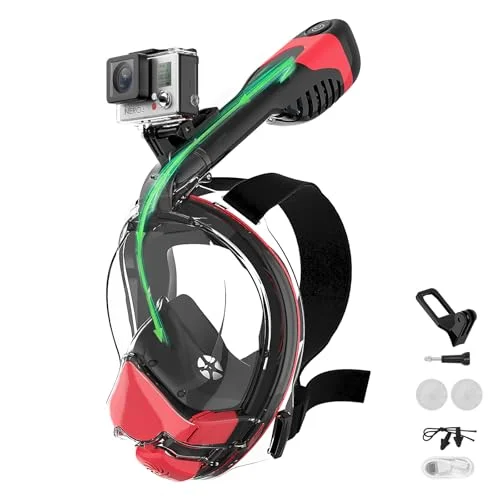 Tizikcon Electric Full Face Snorkel Mask with Panoramic View and Fan-Assisted Airflow System (Adult, Medium) sgcbo