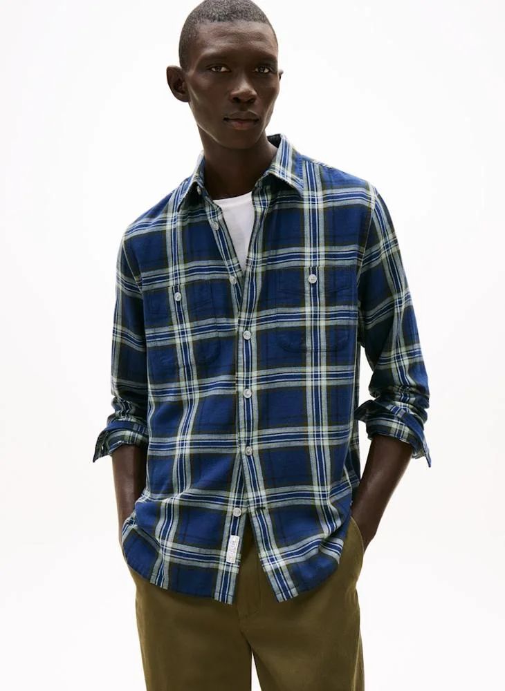 Premium Slub Twill Check Relax Fit Shirt (Men, Long Sleeve, Casual Button-Down) effoy