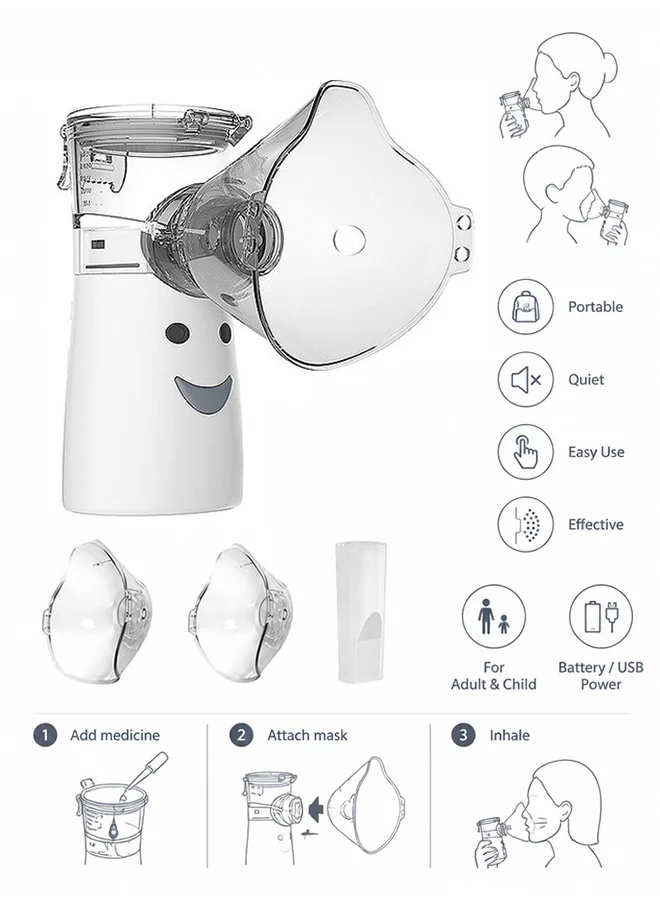 MAANGE Portable Mesh Nebulizer Handheld Ultrasonic Atomizer with 2 Modes for Adults and Kids (10 mL) fubvm