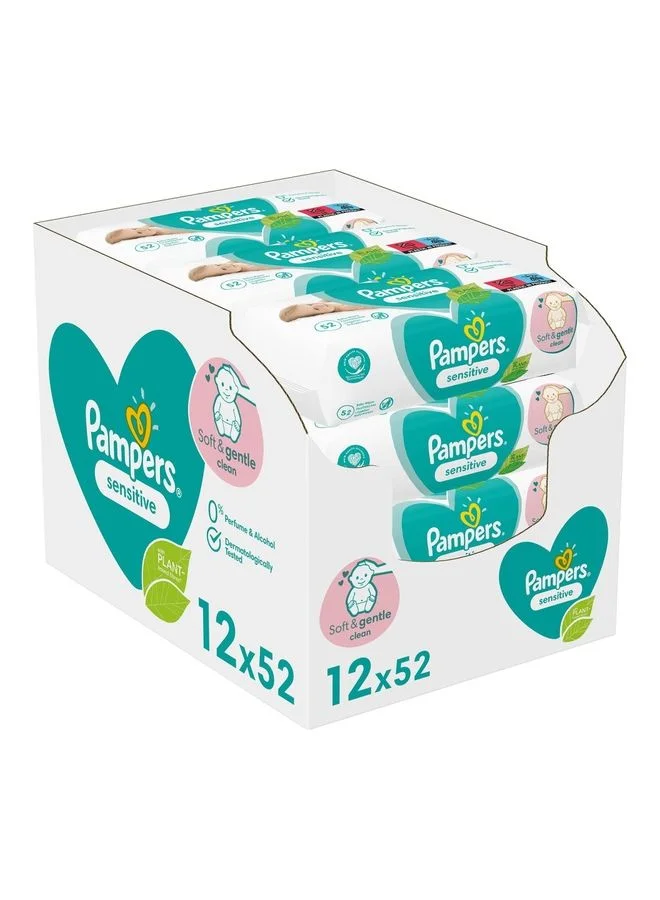 Premium Sensitive Baby Wipes (12 Packs, 624 Total Count) Gentle Cleaning for Delicate Skin mbkho