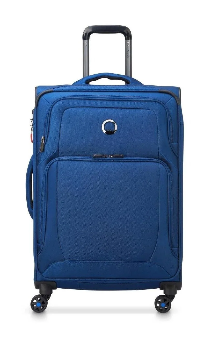 Premium Expandable Check-In Luggage Trolley Case with 4-Double Wheels (Blue, 70 cm) edgo8