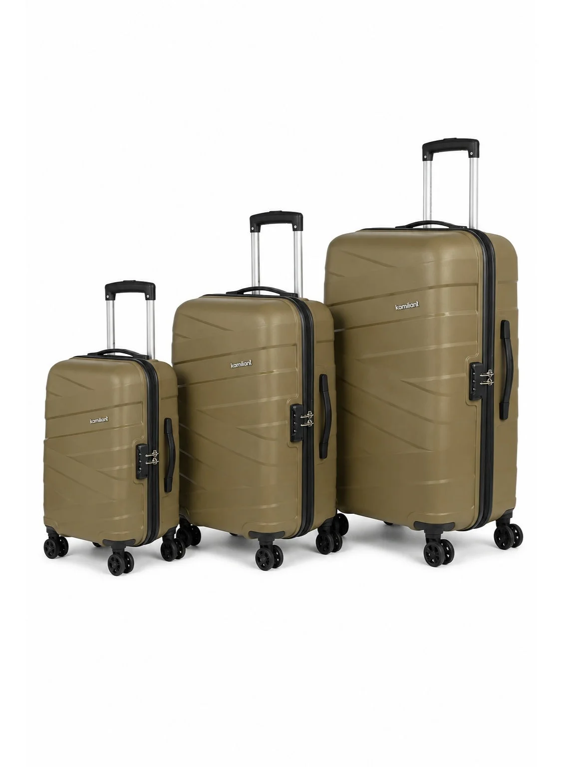 Premium 3-Piece Hard Shell Spinner Luggage Set (Military Olive, 55cm + 68cm + 79cm) 9yvca