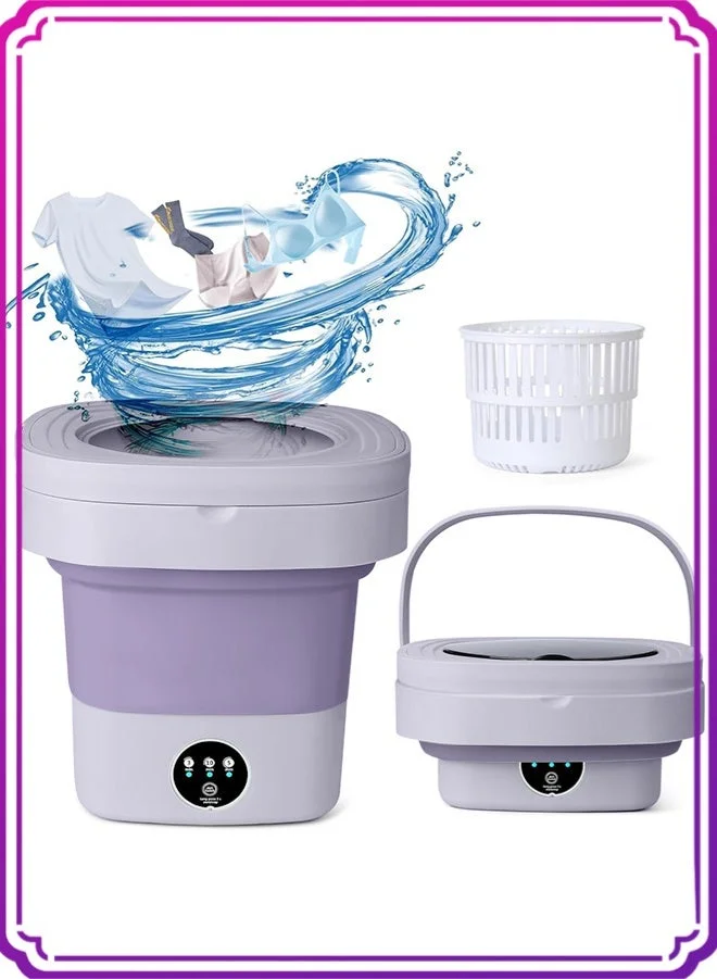 APEX Mini Folding Washing Machine with Drain Basket (8L, Portable, Compact for Travel and Personal Use) 6xigc