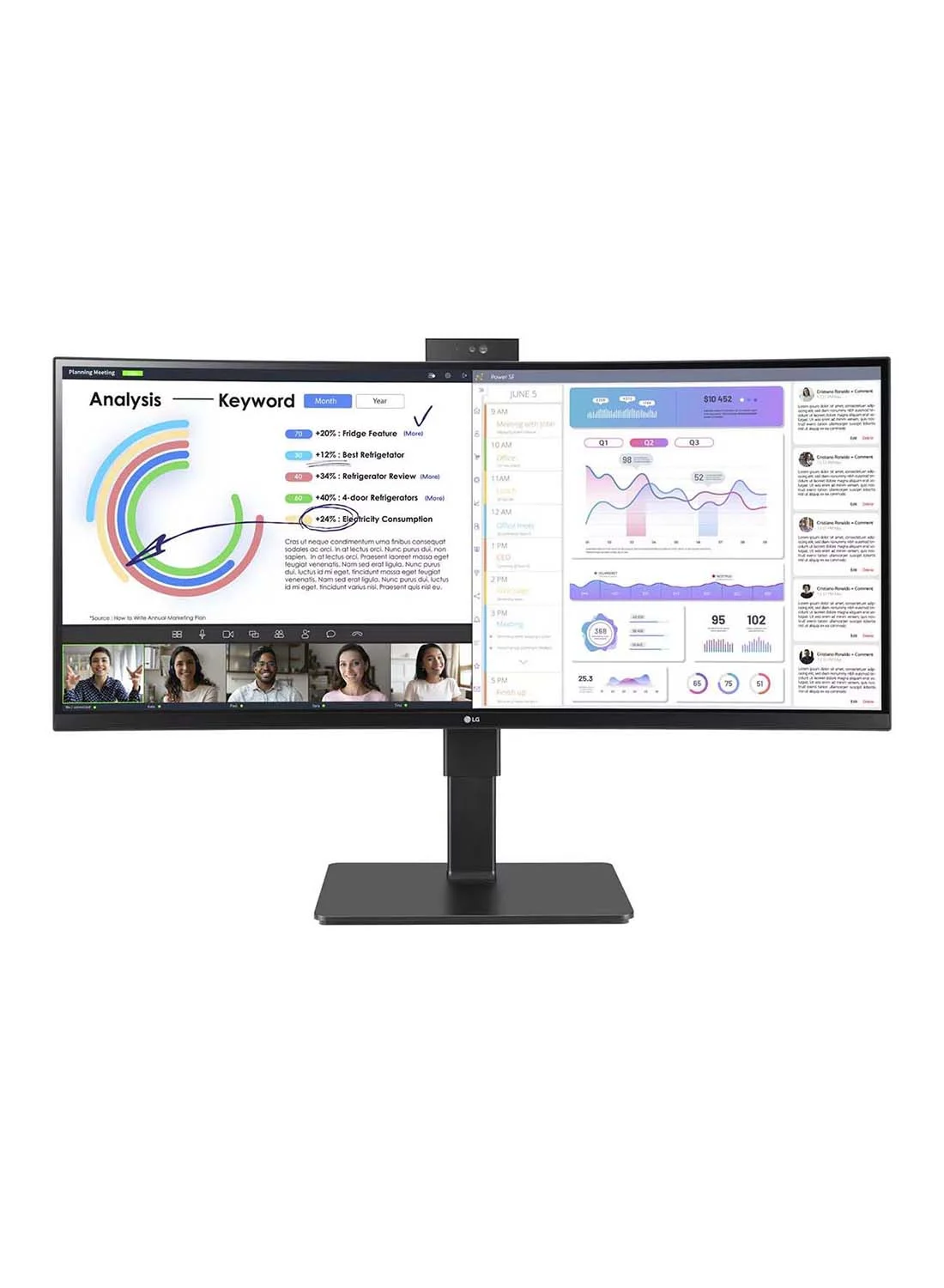 Ultra-HD 34-inch UltraWide WQHD IPS Monitor with Integrated Webcam and Microphone (Black, 34-inch) 1c0fe