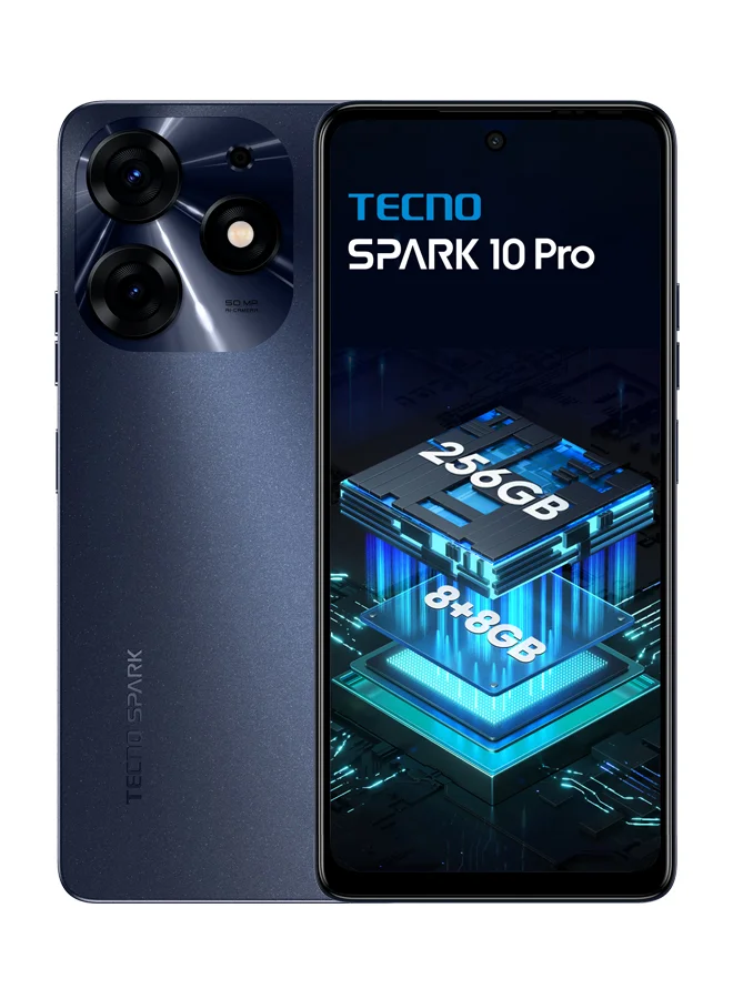 TECNO Spark 10 Pro Smartphone 6.8 Inch Display 8GB RAM 256GB Storage 4G LTE (Starry Black) 6yj05