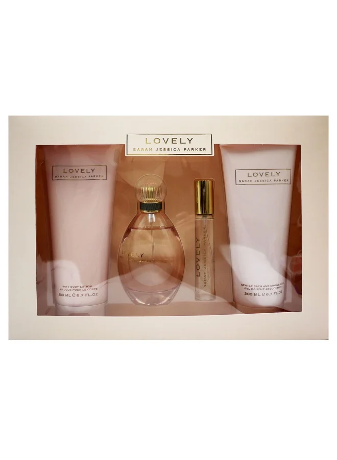 Lovely Fragrance Gift Set for Women (100mL EDP, 15mL EDP, 200mL Body Lotion, 200mL Shower Gel) f2jsv