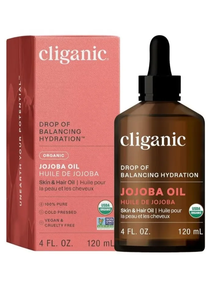 Cliganic Organic Jojoba Oil Premium Cold Pressed Moisturizer for Face Hair and Body (120 mL) iwsp8