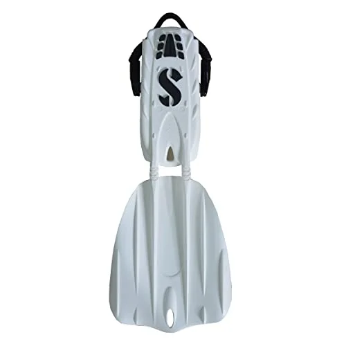 Premium Open Heel Scuba Diving Fins with Bungee Strap for Recreational Snorkeling and Underwater Exploration (White, X-Large) 95a1g