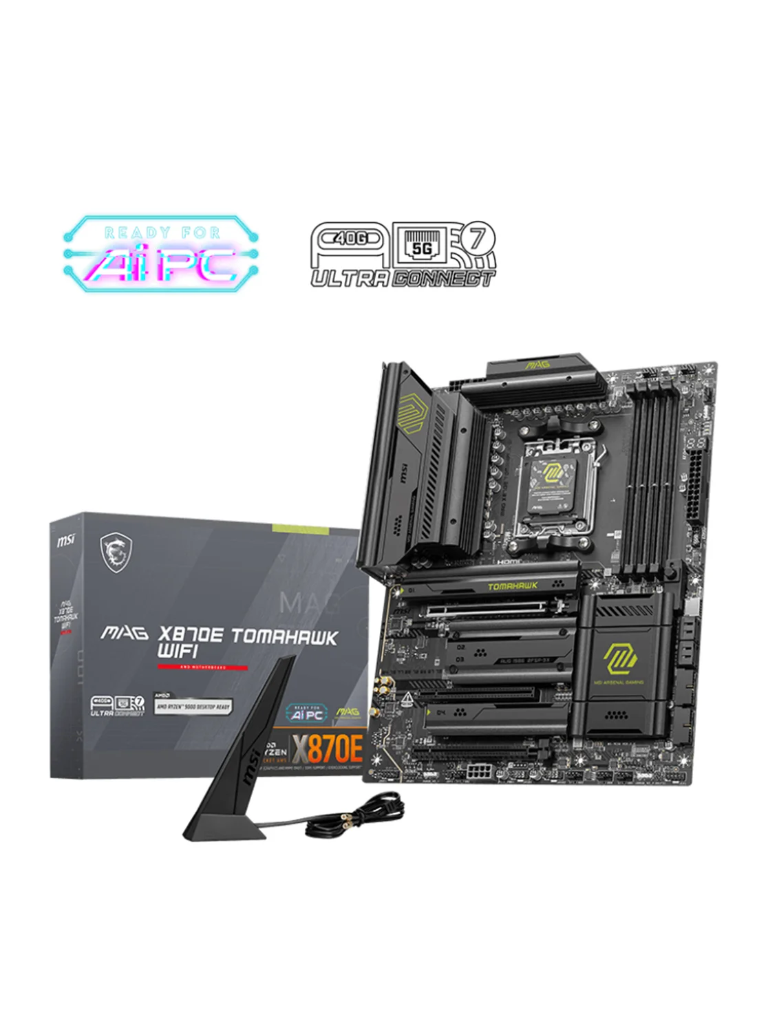 MSI MAG X870E TOMAHAWK Wi-Fi ATX Motherboard (Socket AM5, DDR5, PCIe 5.0, Wi-Fi 7, Black) 9leze