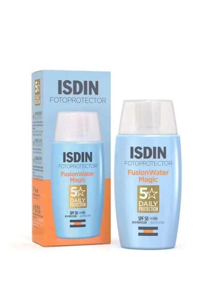 ISDIN Fusion Water Magic SPF 50 Sunscreen Lightweight Hydration for Acne-Prone Skin (50 mL) oz44h