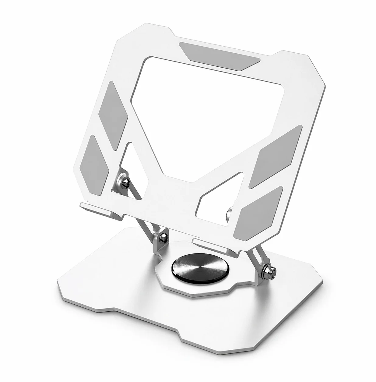 O2. Adjustable Laptop Stand Heavy-Duty Metal Computer Riser with 360¡ã Rotating Base (Silver, 25 cm x 25 cm) 8i7yj