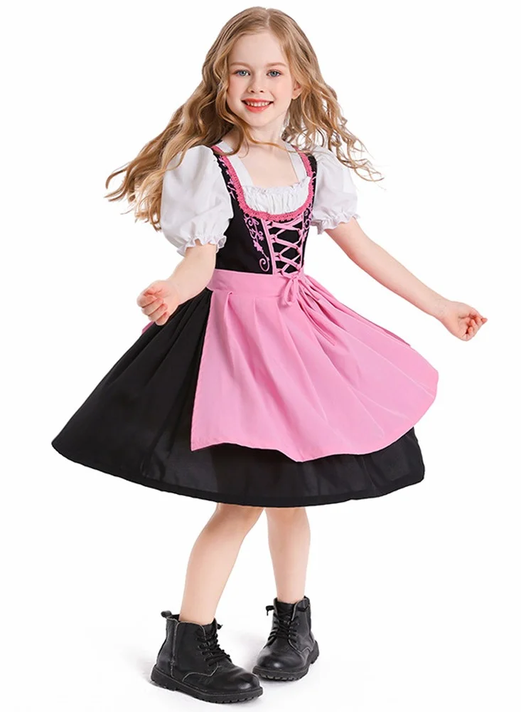 Loquat German Festival Performance Skirt Set for Girls Traditional Style (Kids, Multi-Color) xhiqq
