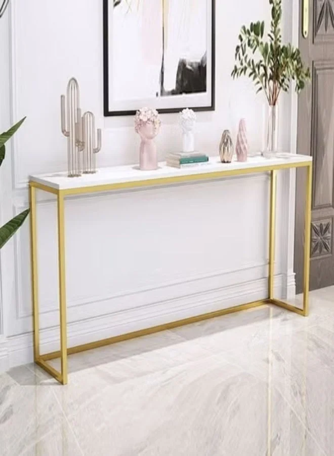 Raffine Modern Marble Console Table with Gold Metal Frame Premium Entryway Sofa Table for Living Room (100x75x35 cm) m75yw