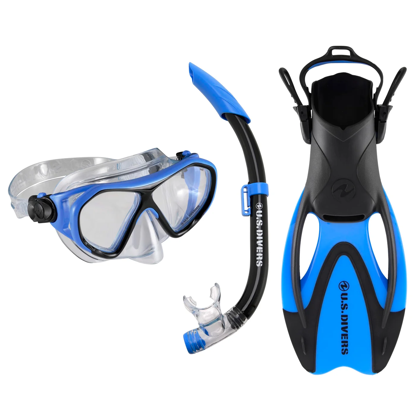 Premium Snorkeling Gear Set for Kids Dorado II Mask Snorkel and Fins (Blue Black, Size L) vyhfz