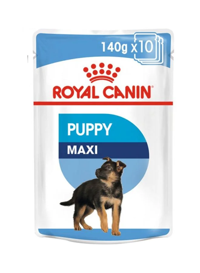 Maxi Puppy Wet Food Pouches Premium Nutritional Formula for Large Breed Dogs (140g, Pack of 10) qpba8