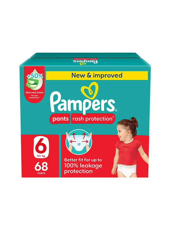 Premium Aloe Vera Infused Pull-Up Pants Diapers for Toddlers (Size 6, 68 Count) fdlni