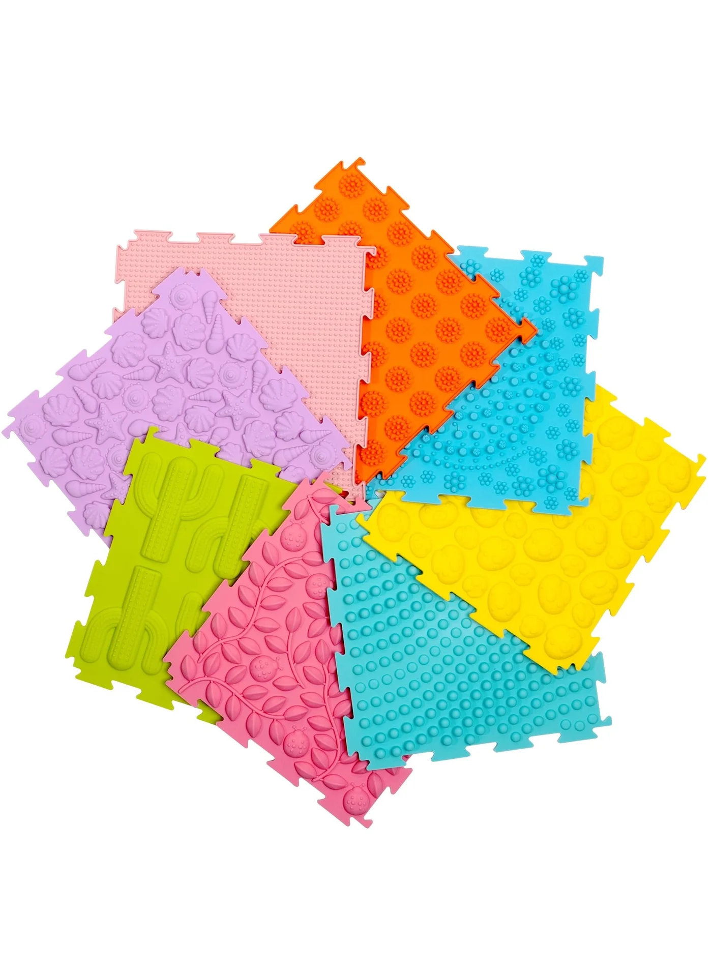 XiuWoo Sensory Play Mats Puzzle Floor Tiles for Kids (8 Pcs, Multi-Color, Silicone) 9hh1u