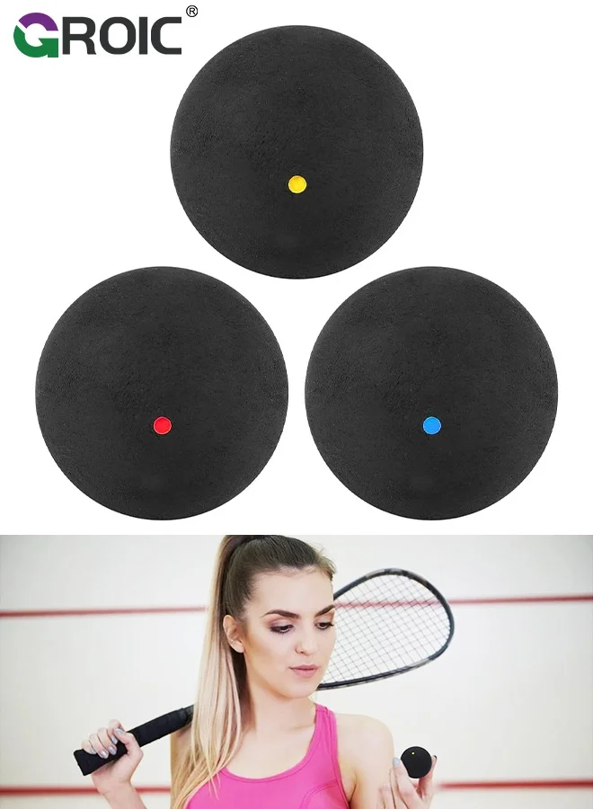 GROIC Squash Balls High Elastic Rubber Training Balls (37mm, 3 Pack) urige