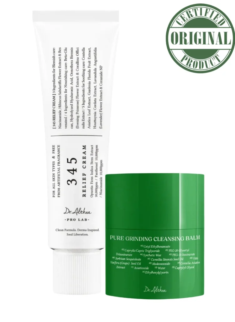 Dr. Althea 345 Relief Cream and Pure Grinding Cleansing Balm Set for Sensitive Skin (50 mL + 50 g) hbdk8