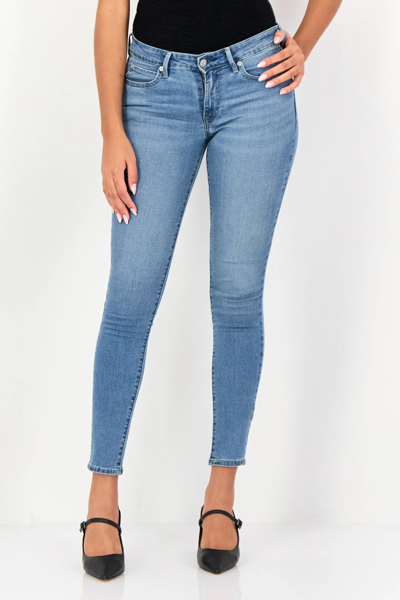 Premium Women Skinny Fit Washed Denim Jeans (Blue, Medium) 1yx68