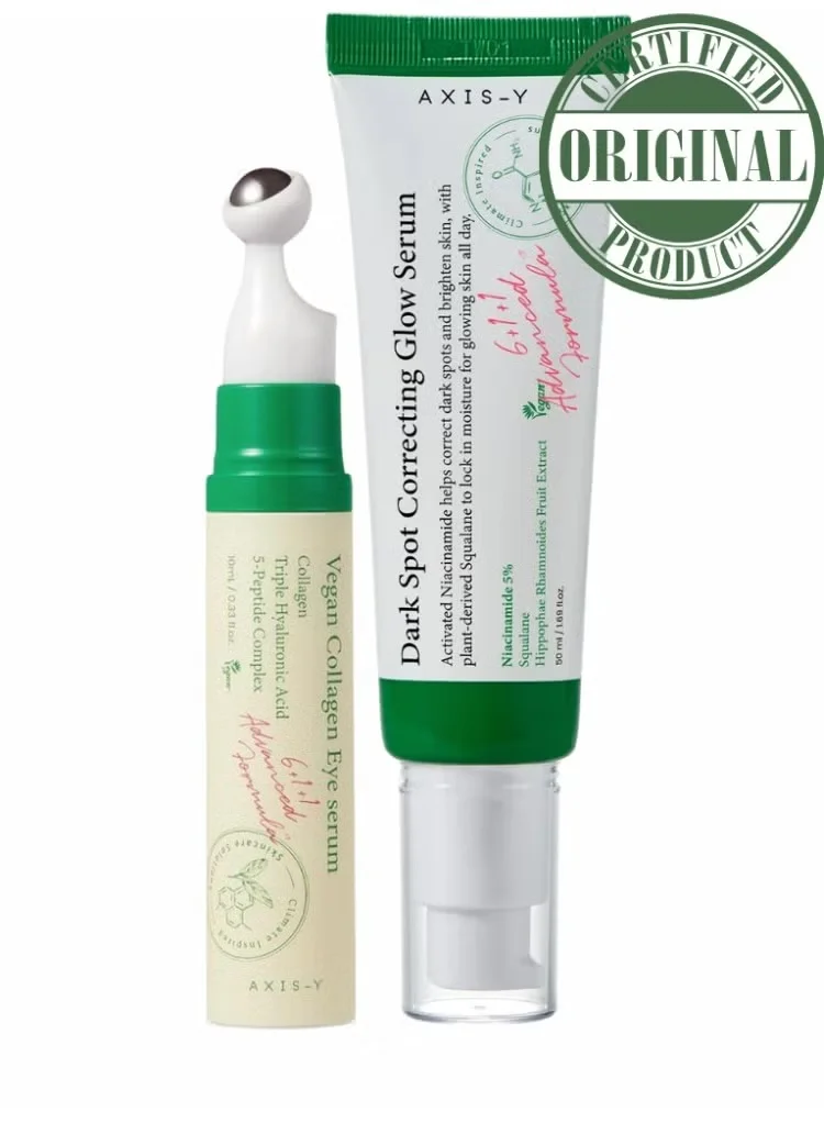 AXIS-Y Vegan Collagen Eye Serum and Dark Spot Correcting Glow Serum Set (30 mL + 50 mL) efk1y
