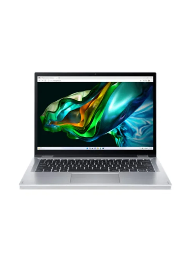 Premium 2-in-1 Convertible Laptop 14-inch WUXGA Intel Quad-Core 4GB RAM 128GB SSD Windows 11 English & Arabic Keyboard (Pure Silver) 15xks