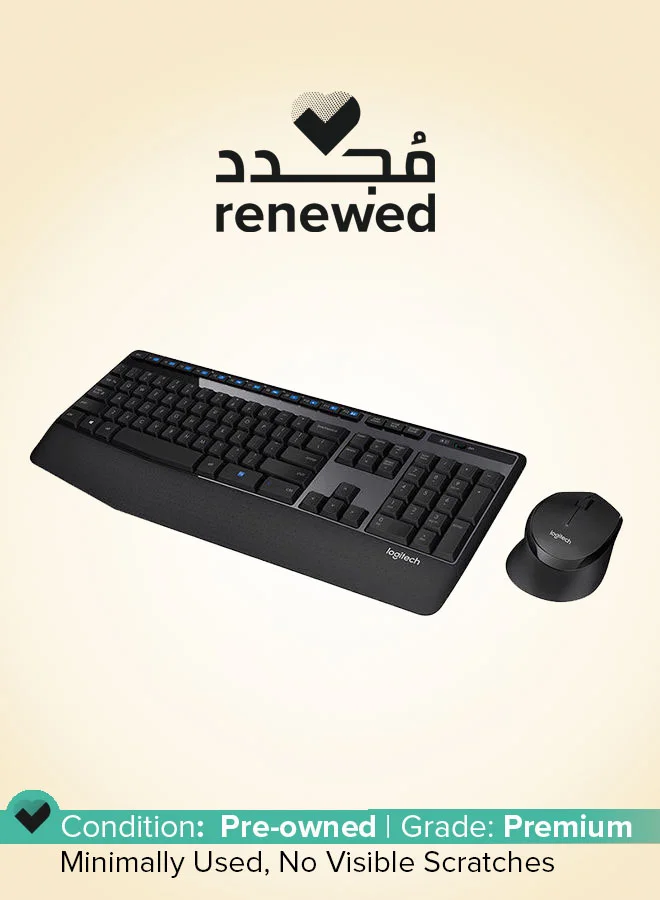 Wireless Keyboard and Mouse Combo Full-Sized Ergonomic Set for Windows (Black) 6mjtg