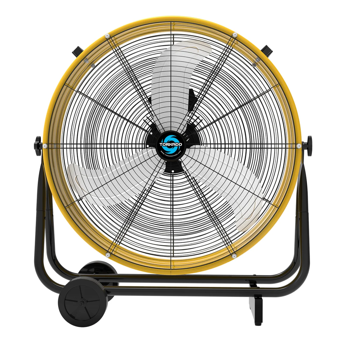 Premium High Velocity Industrial Drum Fan 24 Inch Heavy Duty Metal Air Circulator with 3 Speed Settings and Tilt Function (Yellow, 61 cm) f734k