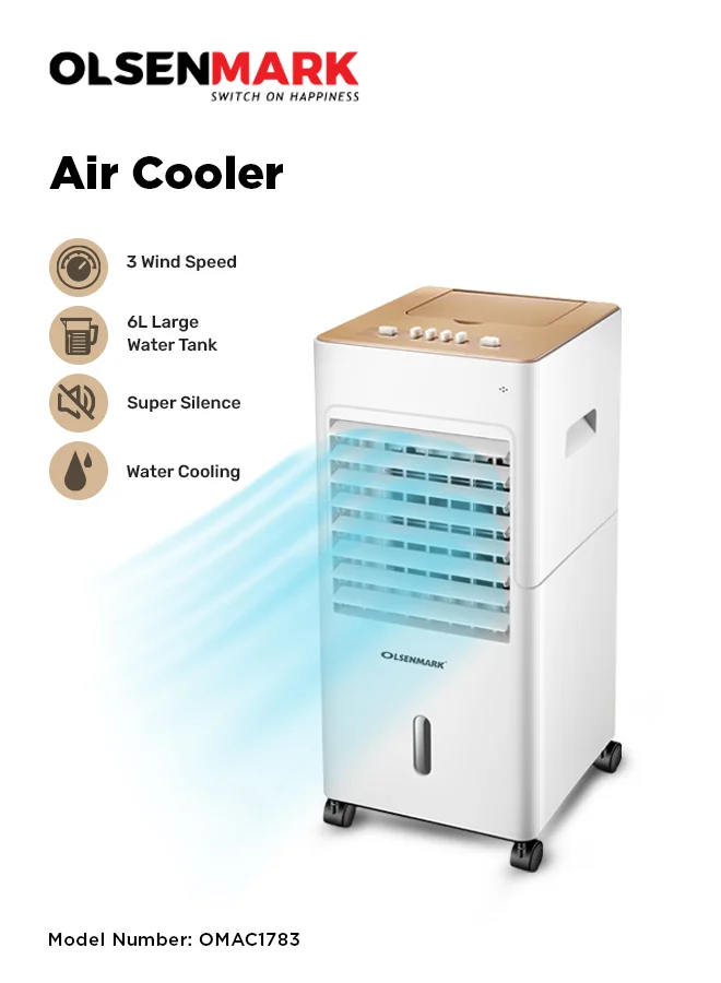 Olsenmark Multi-functional Air Cooler with Humidifier and Purifier (White, 6 L) pitqj