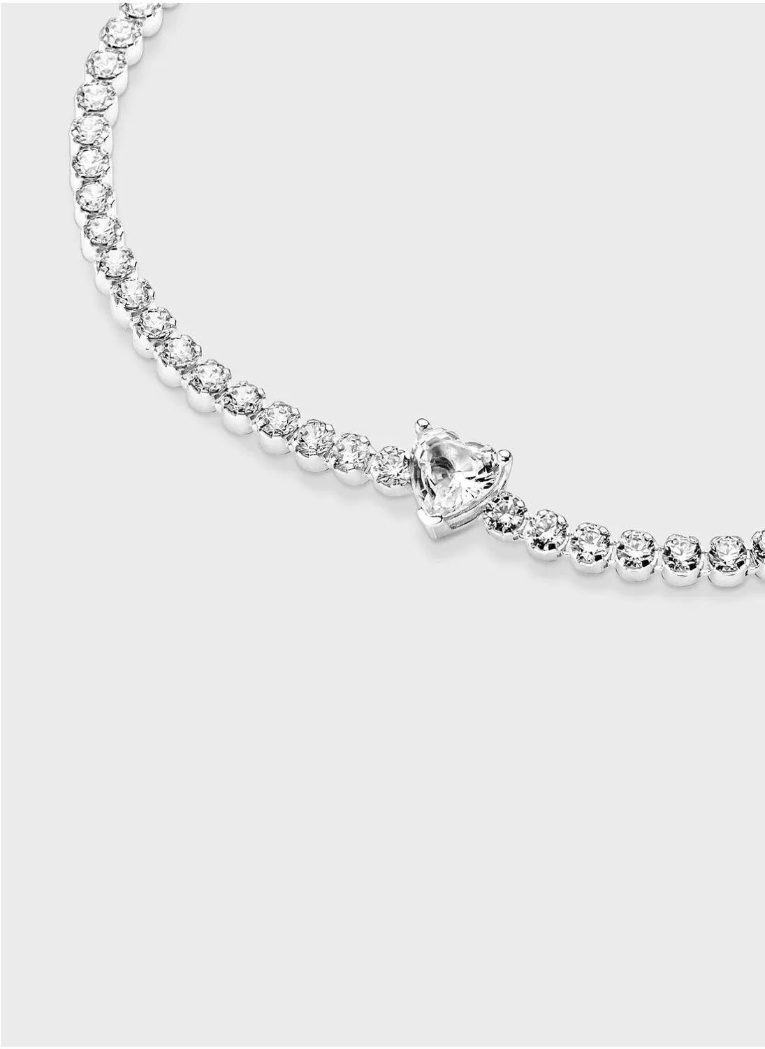 Premium Sparkling Heart Tennis Bracelet Elegant Cubic Zirconia Jewelry For Women (Silver Tone, 18 cm) xeihp