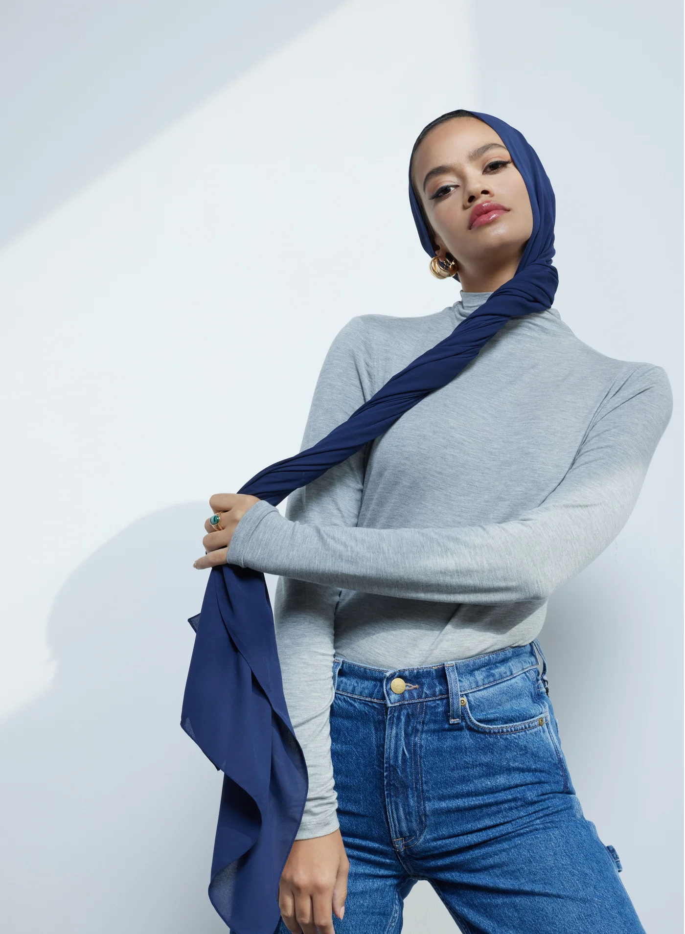 MODEST BEYOND Luxury Chiffon Hijab Premium Lightweight Breathable Headscarf for Women (Navy, 180 x 70 cm) xemb7