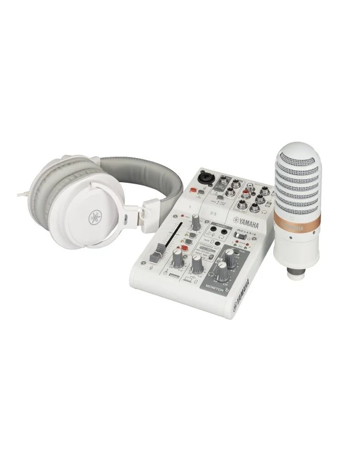 Premium Live Streaming Audio Interface Set Professional Podcast Recording Equipment (White, 1 Pack) kjn7z