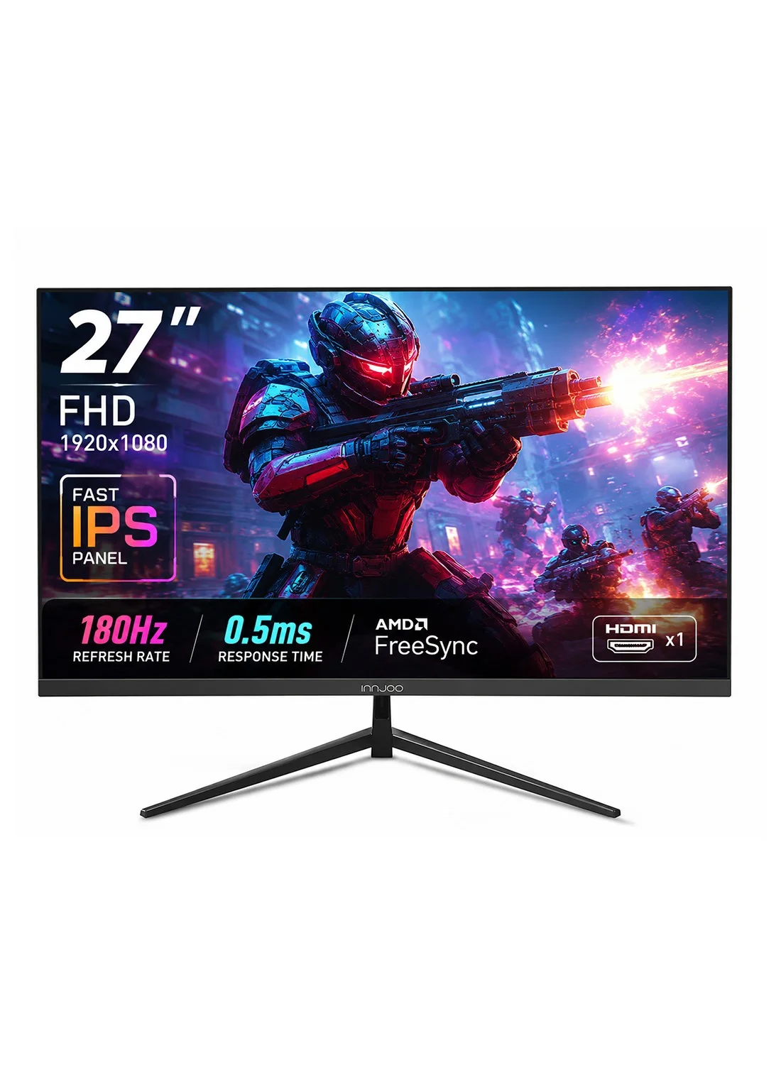 InnJoo 27-inch FHD Gaming Monitor 180Hz Fast IPS Display (Black, 68.58 cm) f5b4i