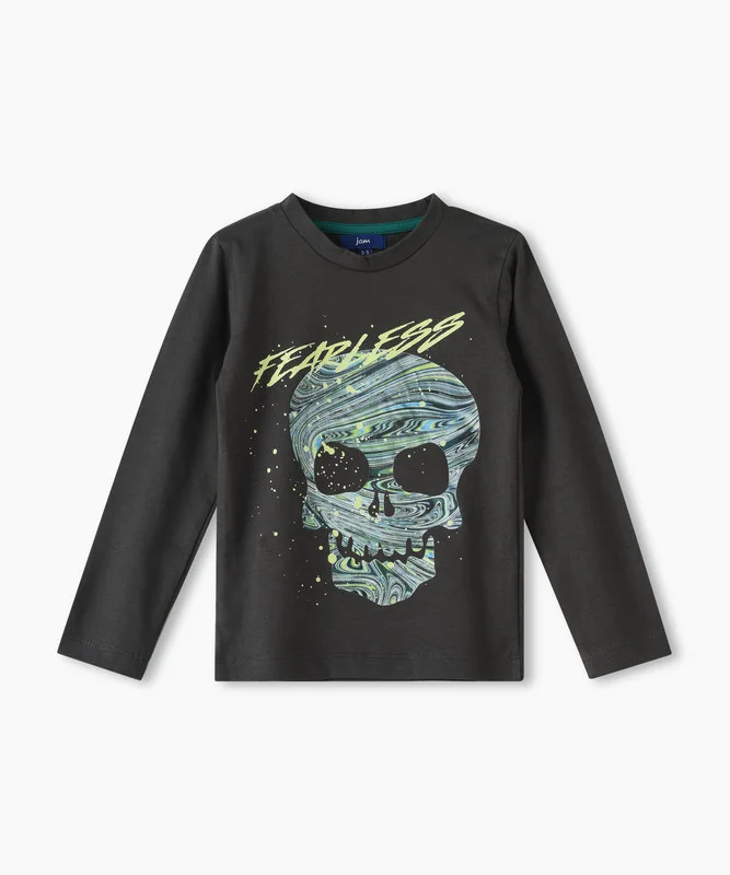 JAM Boys Long Sleeve Graphic Print T-Shirt Premium Cotton Crew Neck Casual Top (Kids, 120 cm) qcon0